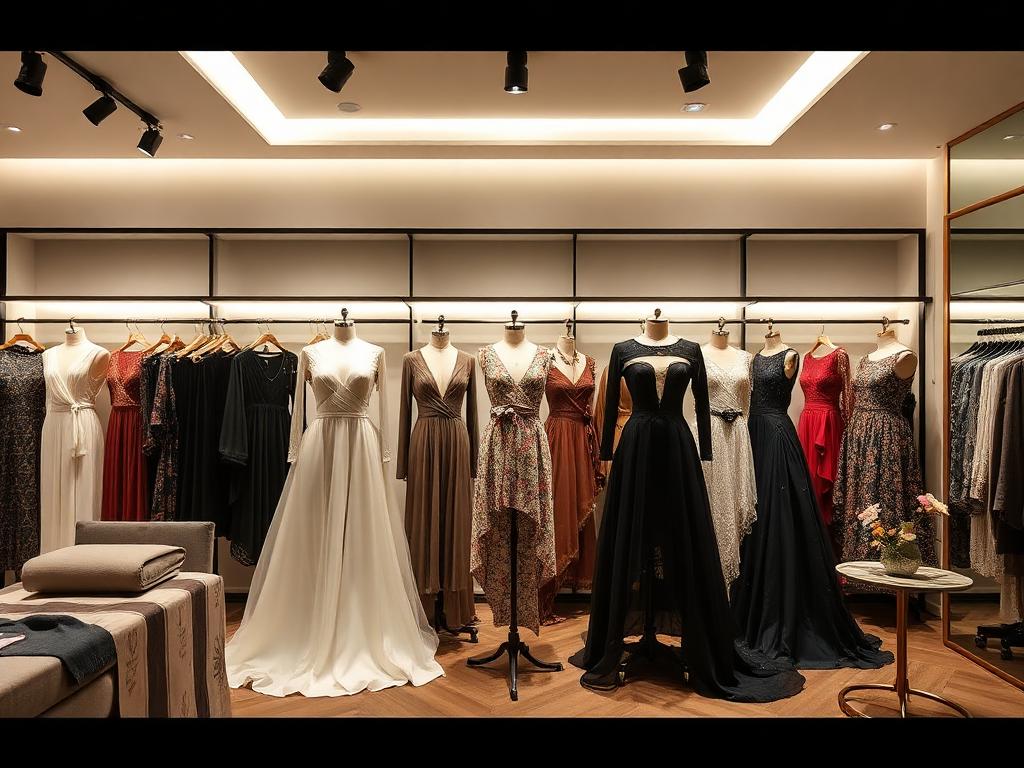 A luxury fashion atelier in Delhi lit in emerald and gold